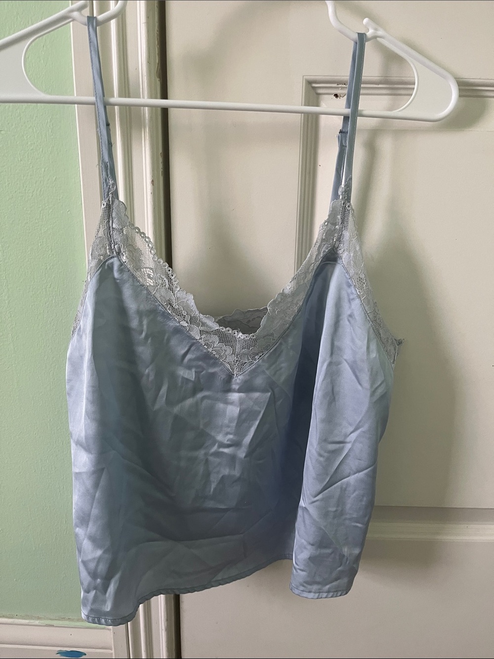 Forever 21 Light Blue Satin Lace Cami Top
